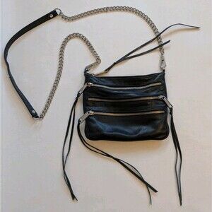 Rebecca Minkoff Zipper Leather Crossbody Chain Shoulder Bag Purse Biker Y2K